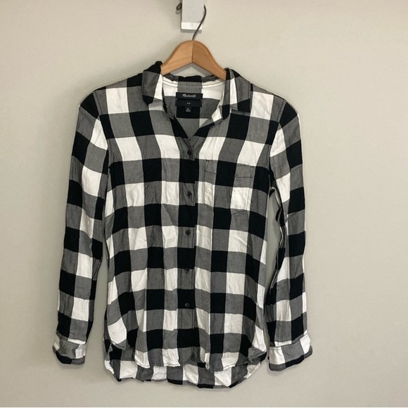 Madewell Tops - Women’s Madewell Black and White Buffalo Plaid Button-Up Shirt, Size XS Slim